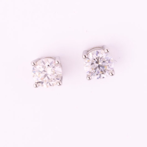 Moissanite Solitaire 14KW/ 14KY Stud Earring - Picture 4 of 4